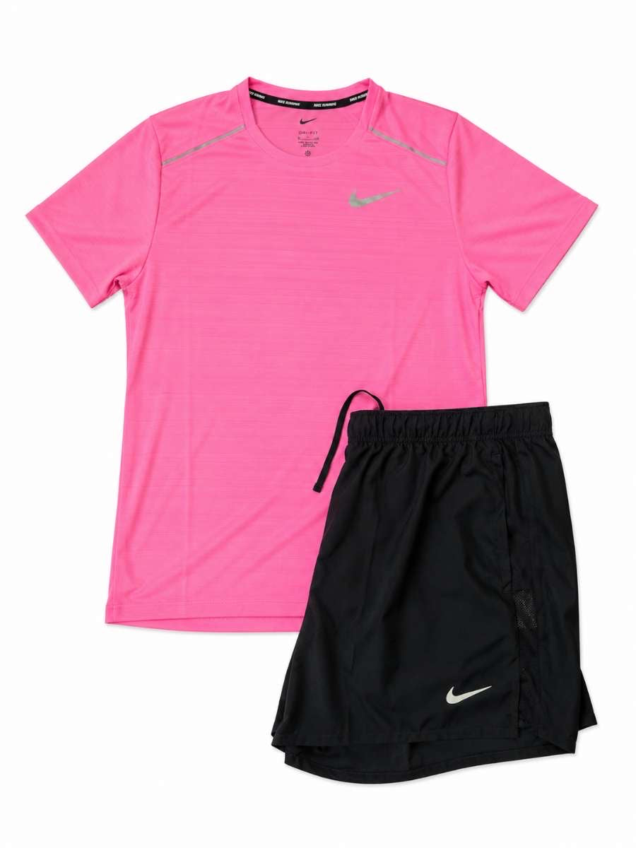 Nike Playful Pink Miler set with Black challenger Shorts- 5” & 7”