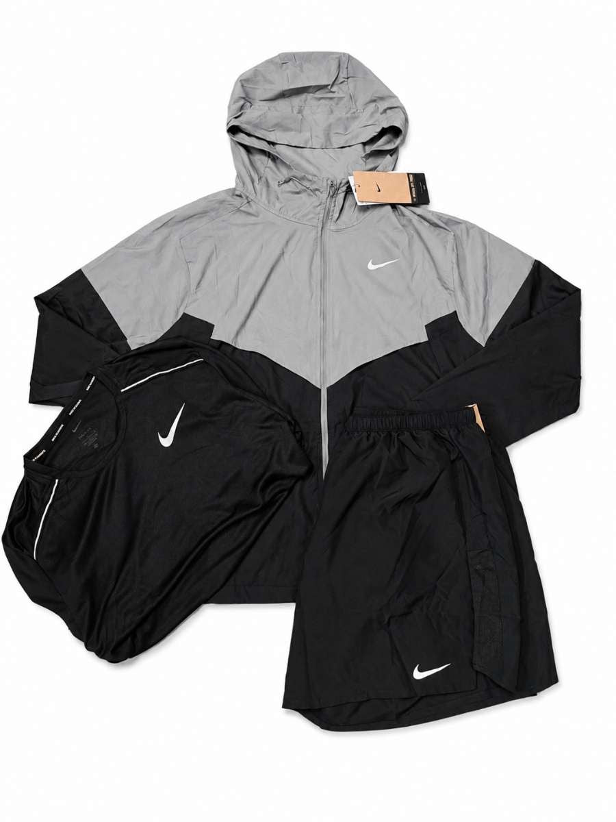 Nike 3pc Jacket,Miler & Shorts (5”)- Black/Grey-
